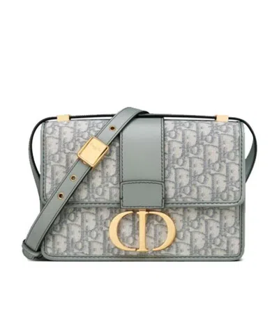 Dior Logo Print Montaigne Shoulder Bag In Gray