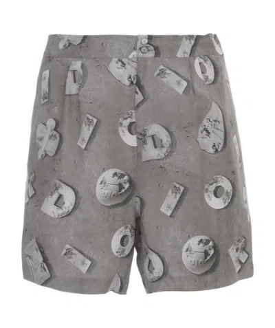 Dior Logo Printed Casual Shorts In Gray