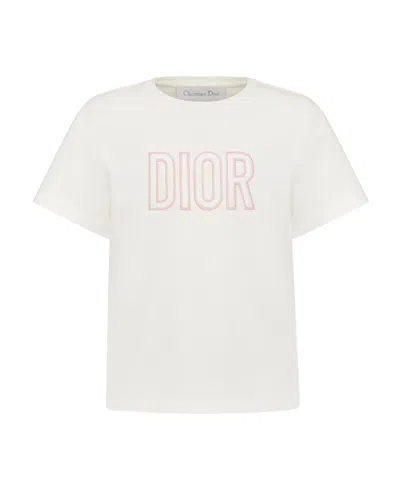 Dior Logo Round-necked T-shirt In White