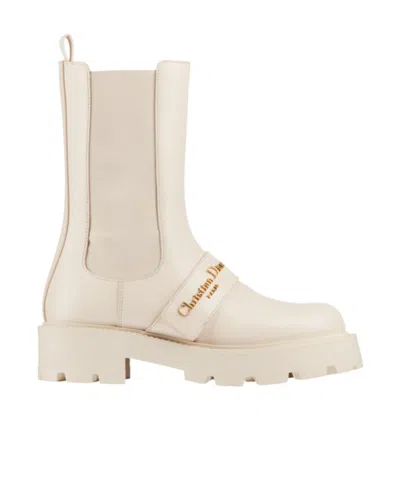 Dior Logo Short Boots In Nude