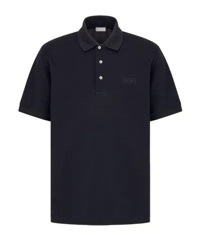 Dior Logo Short-sleeved Polo Shirt In Black