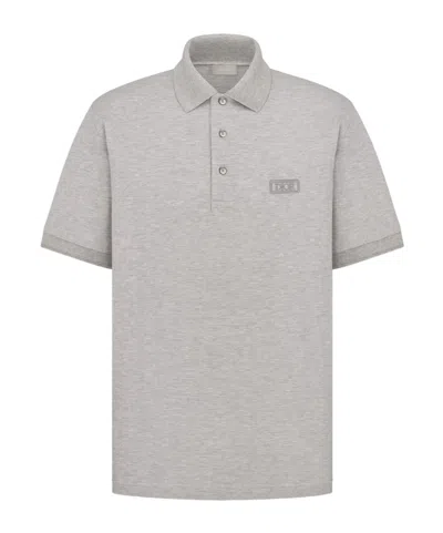 Dior Logo Short-sleeved Polo Shirt In Gray