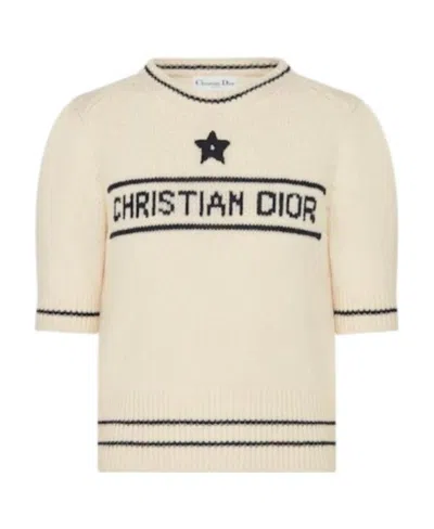 Dior Logo Short-sleeved Sweater In Nude