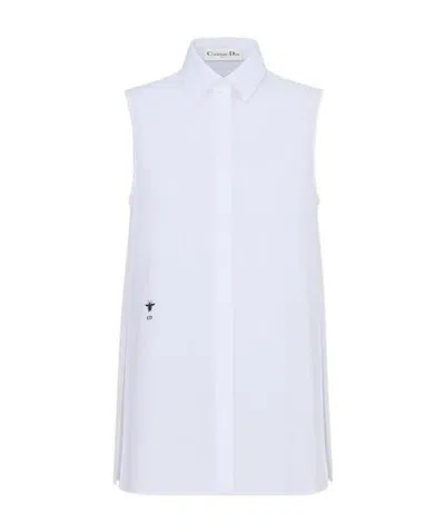 Dior Logo Sleeveless Shirt In White