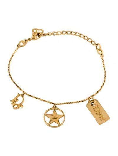 Pre-owned Dior Logo Star Charm Bracelet, 8.75" In Multi