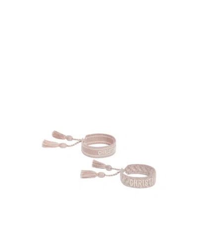 Dior Logo Tassel Bracelet Set In Pink