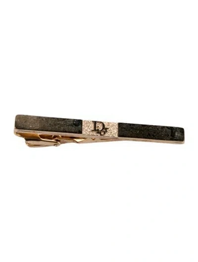 Pre-owned Dior Logo Tie Clip In Gold