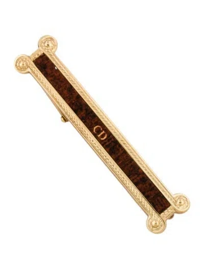Pre-owned Dior Logo Tie-clip In Brown