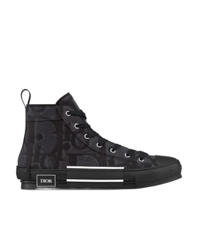 Dior Logo Tied With High-top Casual Sneakers In Black