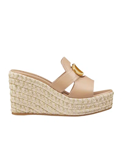 Dior Logo Wedge Sandals In Nude