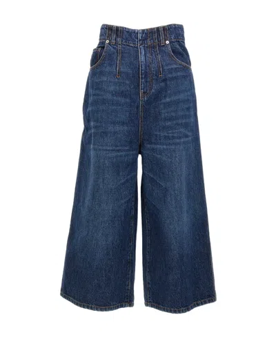 Dior Logo Wide-leg Jeans In Blue
