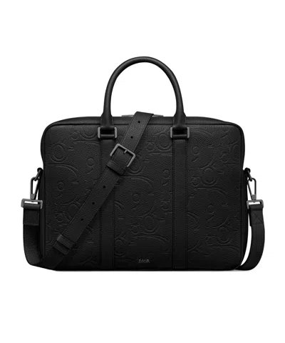 Dior Logo Zipper Briefcase In Black