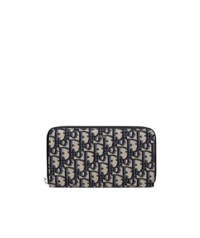 Dior Logo Zipper Wallet In Black