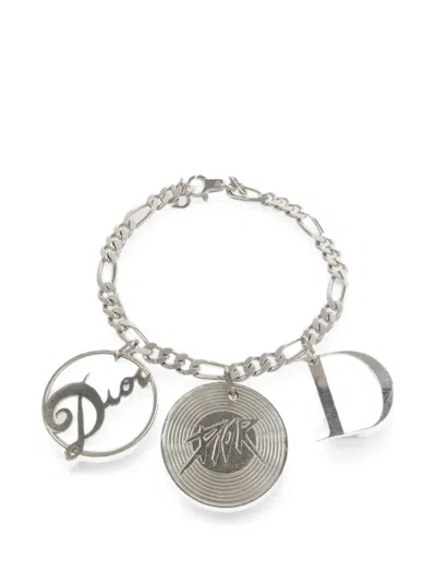 Pre-owned Dior Logo-charm Bracelet In Silver