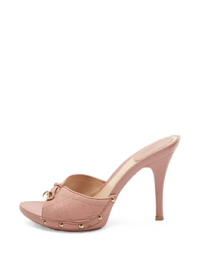 Pre-owned Dior Logo-charm Mules In Pink