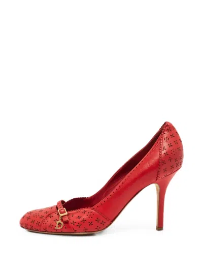 Pre-owned Dior Logo-charm Pumps In Red