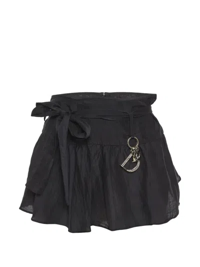 Pre-owned Dior Logo-embellished Tie-waist Mini Skirt In Black