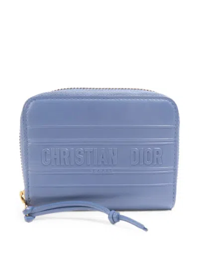 Pre-owned Dior Logo-embossed Wallet In Blue