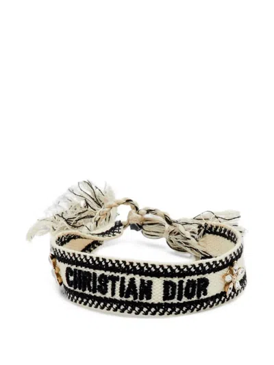 Pre-owned Dior Logo-embroidered Bracelet In Neutrals