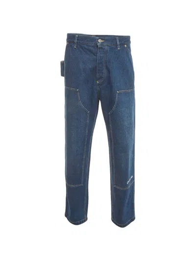 Pre-owned Dior Logo-embroidered Carpenter Jeans In Blue