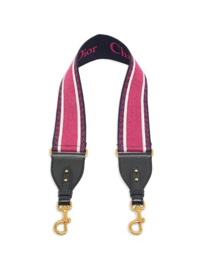 Pre-owned Dior Logo-embroidered Shoulder Strap In Blue