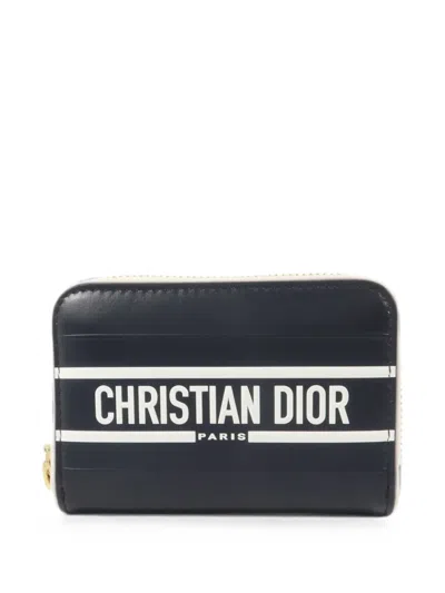 Pre-owned Dior Logo-print Card Holder In Blue