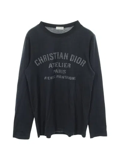 Pre-owned Dior Logo-print Long-sleeved T-shirt In Blue