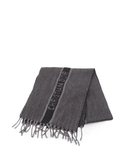 Pre-owned Dior Logo-print Scarf In Grey