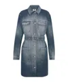 Dior Long Button Denim Coat In Blue