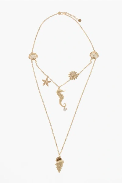 Dior Long Double-strand Necklace With Marine Charms In Gold