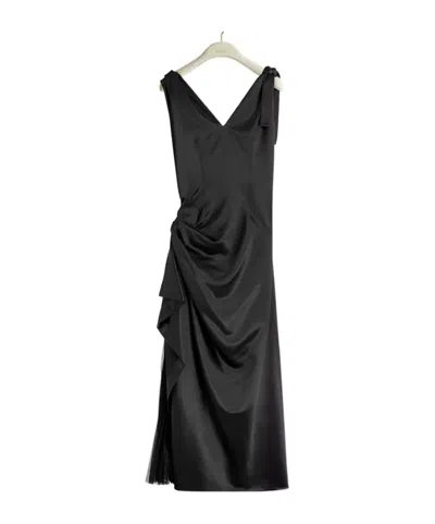 Dior Long Draped Dress In Black