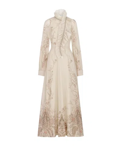 Dior Long Dress With Removable Ruched Collar In Neutral