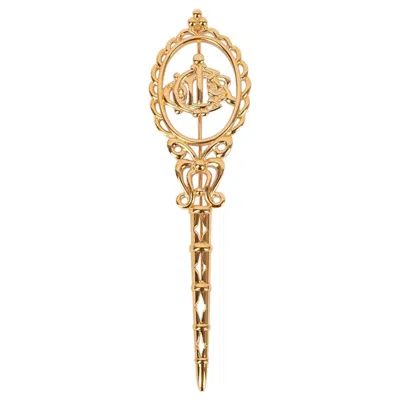 Pre-owned Dior Long Golden Metal Brooch In Multi