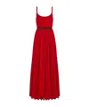 Dior Long Pleated Dress With Belt In Red