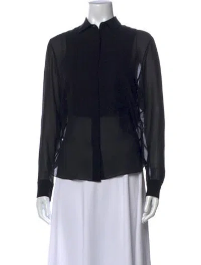 Pre-owned Dior Long Sleeve Button-up Top In Black