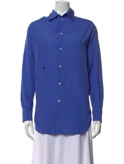 Pre-owned Dior Long Sleeve Button-up Top In Blue