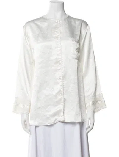 Pre-owned Dior Long Sleeve Button-up Top In Metallic/neutrals