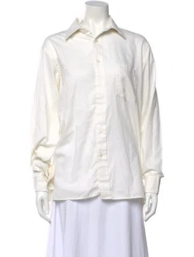 Pre-owned Dior Long Sleeve Button-up Top In White