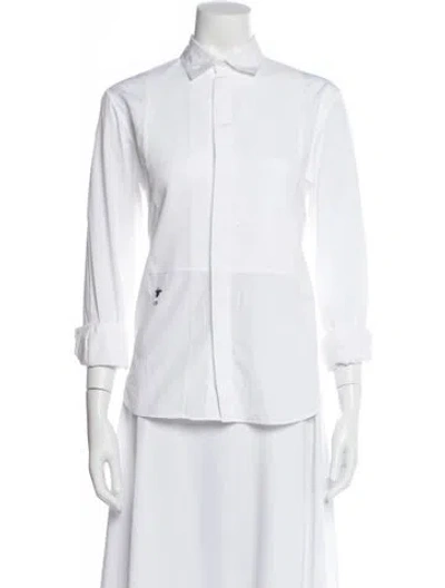 Pre-owned Dior Long Sleeve Button-up Top In White