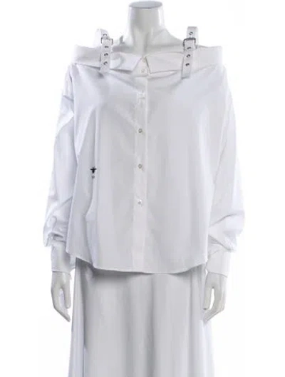 Pre-owned Dior Long Sleeve Button-up Top In White