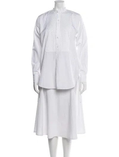 Pre-owned Dior Long Sleeve Button-up Top In White