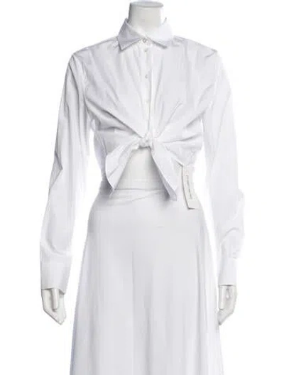 Pre-owned Dior Long Sleeve Button-up Top In White