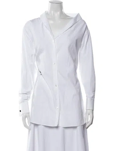 Pre-owned Dior Long Sleeve Button-up Top In White