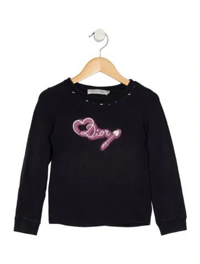 Pre-owned Dior Babies' Long Sleeve Crewneck Graphic Tee In Blue