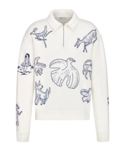 Dior Long Sleeve Embroidery Knitted In White