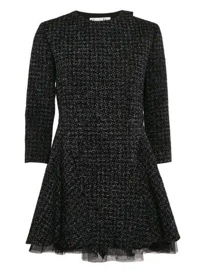 Pre-owned Dior Long-sleeve Tweed Dress