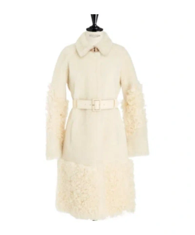 Dior Long-sleeved Belted Coat In Offwhite