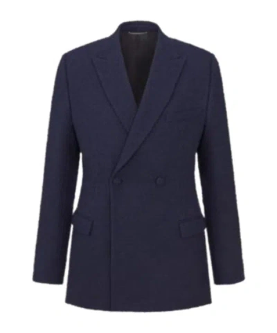 Dior Long-sleeved Breast Pocket Suit Coat In Black
