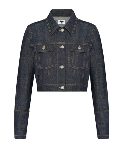 Dior Long-sleeved Denim Coat In Black