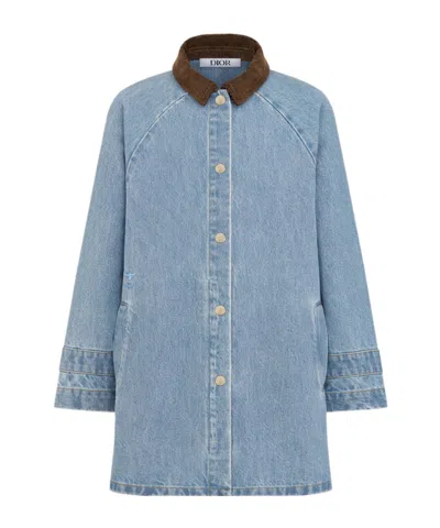 Dior Long-sleeved Denim Jacket In Blue